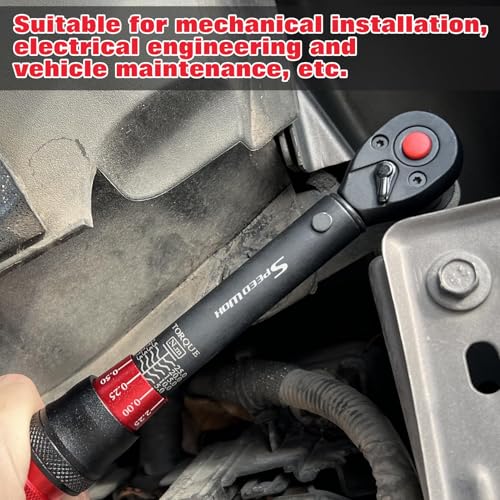 SPEEDWOX 1/4" Drive Adjustable Click Torque Wrench 5-25 Nm Dual-Direction Reversible with Quick Release Head for Bike, Motorcycle and Car Repair - size: 1/4"