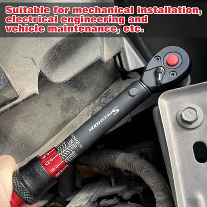 SPEEDWOX 1/4" Drive Adjustable Click Torque Wrench 5-25 Nm Dual-Direction Reversible with Quick Release Head for Bike, Motorcycle and Car Repair - size: 1/4"