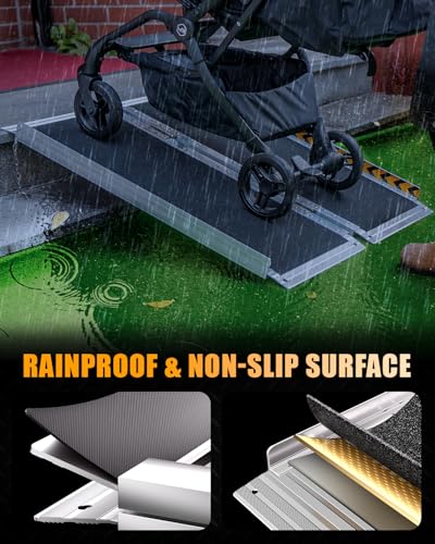 VNN Portable Wheelchair Ramp 3FT, Non-Slip Aluminum Ramps for Wheelchairs for Home, Handicap Wheelchair Ramps for Home Steps, Aluminum Loading Dock Plates, Doorways, Curbs, Stairs - size: 3FT (Usable height 3-9 inch)