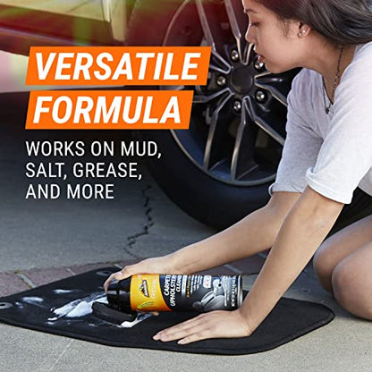 Armor All Carpet and Upholstery Cleaner Spray for Tough Stains, 22 Fl Oz | Includes removable scrub brush and New Car Scent; helps eliminate pet, food and smoke odors in car interiors