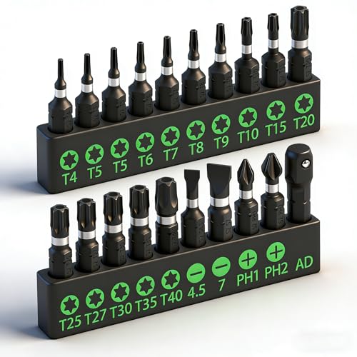 SWANLAKE 20PCS Tamper Resistant Star Bit Set, Torx Bit Set, Impact Grade Security Torx Bits Set, 1/4-inch Hex Shank, S2 Alloy Steel, T4-T40 - style: Torx Classic Version
