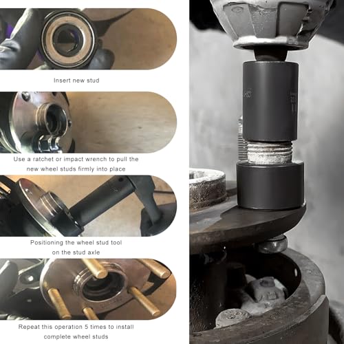 22800 Wheel Stud Installer, Professional Strong Strength Car Tire Studs Puller Replacement, Heavy Duty Wheel Stud Installation Tool Compatible with RV SUV Light-Duty Truck