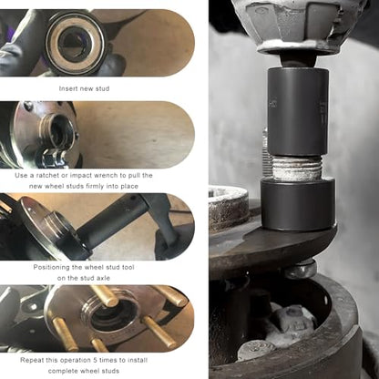22800 Wheel Stud Installer, Professional Strong Strength Car Tire Studs Puller Replacement, Heavy Duty Wheel Stud Installation Tool Compatible with RV SUV Light-Duty Truck