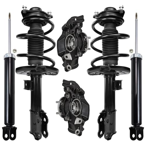 Detroit Axle - Front Steering Knuckles & Hub Bearings + Struts Rear Shock Absorbers Replacement for 2011 Kia Optima 2.4L - size: 6AQU47754/ strut shock sway kit