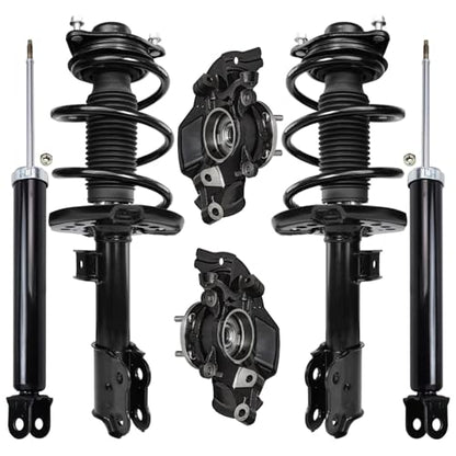 Detroit Axle - Front Steering Knuckles & Hub Bearings + Struts Rear Shock Absorbers Replacement for 2011 Kia Optima 2.4L - size: 6AQU47754/ strut shock sway kit