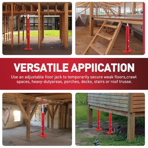 4 Pack House Jacks for Leveling 19''-36''Adjustable Support Jack,17636LBS Max Capacity Each Screw Pole Jack,for Temporary Support for Leveling-Red