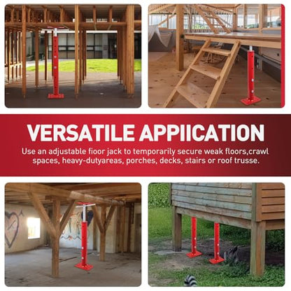 4 Pack House Jacks for Leveling 19''-36''Adjustable Support Jack,17636LBS Max Capacity Each Screw Pole Jack,for Temporary Support for Leveling-Red
