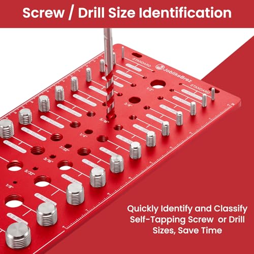 Thread Checker, 76 Nut and Bolt Thread Checker, 28 Standard & 28 Metric & 20 Drill Bit Gauge, Bolt Size Finder, Wall-Mountable Bolt Thread Identifier Gauge with Inch & CM Ruler - size: 76 Thread Checker