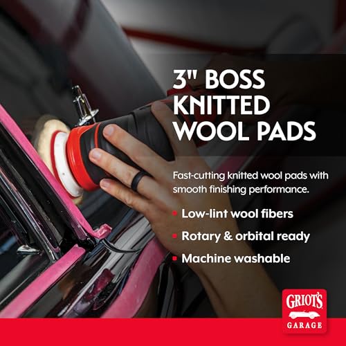 Griot's Garage BOSS Knitted Wool Pads for Car Detailing, Polishing and Paint Correction, Buffing Pads Compatible with BOSS Creams, 3”, Set of 3 - size: 3 Inch Pads (Set of 3)