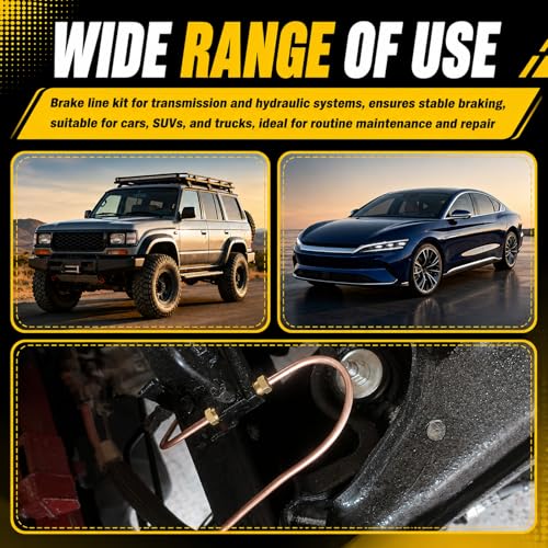 25Ft 1/4"& 3/16" Brake Line Kit,Heavy Duty Brake Line Flaring Tool Kit with 32 Inverted Fittings for Single/Double Flare,Brakes Lines Repair Kits for Cars/SUVs/Trucks