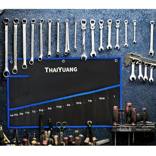 2-Pieces Wrench Roll Up Pouch, Heavy Duty Canvas Tool Bag Tool Organizer Bag 14pockets Metric+ 10pockets SAE (Not Including Wrench) - style: 14+10 Pockets