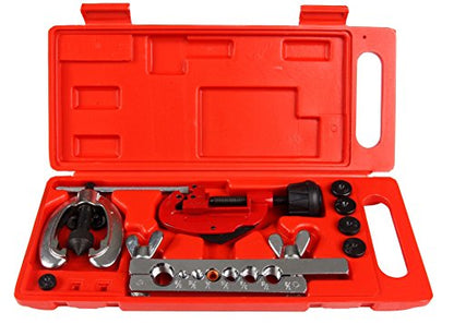 Double Flaring Tool Set Professional Grade Double Brake Flaring Tool Heavy Duty Brake Line Flaring Tool Kit and Swage Tool, Flare Tool with Tubing Straightener or Cutter