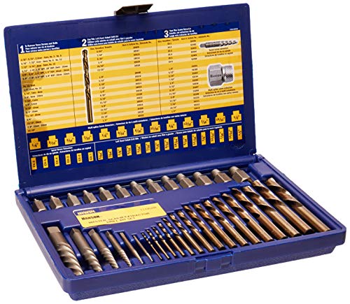 IRWIN Tools Hanson Screw Extractor and Drill Bit Set, 35 Piece, 11135ZR - size: 35-Piece, style: Spiral Flute Extractor Set