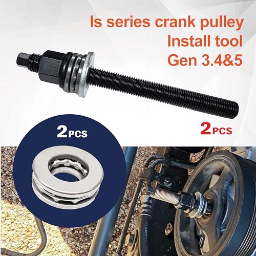LS Harmonic Balancer Installation Tool, Crank Pulley Install Tool 551141, Compatible with GM 1997-UP V8 LS1 LS2 LS3 LS4 LSX LSA LS6 LQ4 LQ9, with Thrust Bearing & Wrench Flats