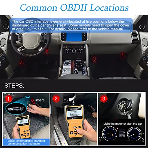 AUCELI OBD2 Scanner Code Reader for Car Check Engine, CAN Diagnostic Tool, Read and Erase Fault Codes, Probe for Emission Monitor Status, Universal for All OBD II Protocol After 1996(Yellow)