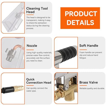 Carpet Extractor Hand Tool, Stainless Steel Upholstery Carpet Cleaning Extractor Machine Detailing Tool Hand Wand Auto Furniture Hand Tool for Stairs Mattresses Car Interior Decorations