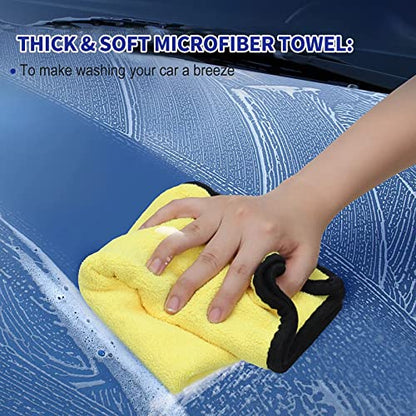 Lsyomne 62'' Car Wash Brush Mop Kit with Long Handle Microfiber Car Washing Tool kit Detailing Brush Car Wheel Tire Cleaning Brush Windshield Squeegee Car Duster Towel for Cars Truck, SUV, RV