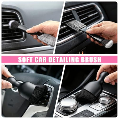 21PCS Car Detailing Kit Interior Cleaner - with Handheld Car Vacuum, Windshield Cleaning Tool, Detailing Brushes, Car Cleaning Supplies Kit for Women Men (Pink) - color: pink