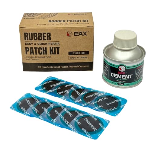 PAX 30 Pcs 32mm Round Universal Tire Patch Kit for Inner Tubes, with 60ml Green Rubber Cement, Tube Patch Kit for Bike, Motorcycle & Inflatable Tires (Not Plug, Not Sealant)
