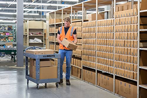 Rubbermaid Commercial Products BRUTE Heavy Duty 2-Shelf Utility/Service Cart, Large, Lipped Shelves, Ergonomic Handle, 750 lbs. Capacity, Black, for Warehouse/Garage/Cleaning/Maintenance/Stadiums - color: Gray, size: Large, style: 2-Shelf