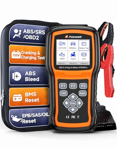 FOXWELL NT630 PRO OBD2 Scanner ABS/SRS, Battery Tester, 5 Resets, ABS Bleed | 2-IN-1 Car Scanner & 12V Car Battery Tester(100-3000CCA), ABS Brake & Bidirectional Test, BMS/OIL/SAS/EPB Resets, Live Data