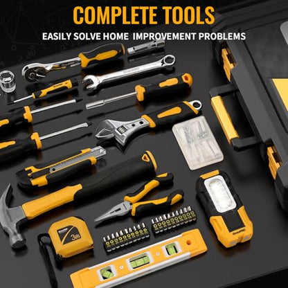 GRENPRO 219Pcs Tool Kit, Socket Wrench Auto Repair Tool Combination Package, Mixed Hand Tool Set for Home, Car, Motorcycle, with Plastic Toolbox Storage Case