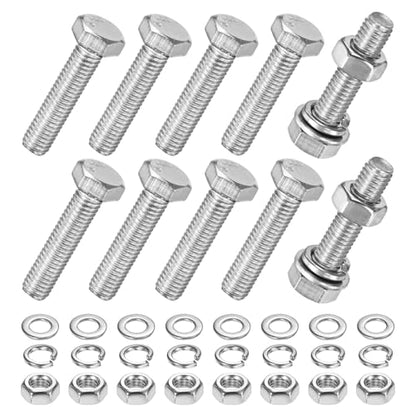 M METERXITY 10-Pack Hex Head Screw Bolt with Nuts Flat & Lock Washers M5x22mm Stainless Steel Bolts and Nuts Kit Fully Threaded Metric Bolt Assortment for Equipment/Machinery - size: M5x22mm