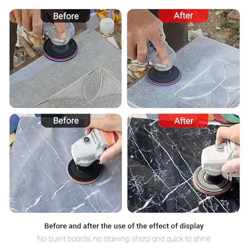 LOZLIN 4 Inch Diamond Polishing Pads with 5/8’’-11 Backer Pad,16PCS Wet/Dry Stone Polish Kit for Drill,Angle Grinder,Rock Polisher,50-10000 Grit for Concrete,Marble,Quartz,Tile,Countertop & Rock