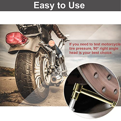 Motorcycle Tire Pressure Gauge 60 PSI, PUIBERS 2’’ dial Mechanical Tire Gauges with 90 Degree Right Angle Chuck Flexible Hose, Tires Guages for Pressure Glow in The Dark for Cars, Motos, Bicycles - size: 60PSI Motorcycle