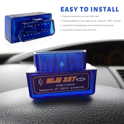 ELM327 OBDⅡ Car Auto Diagnostic Scanner, Professional OBD2 Bluetooth Scan Tool Engine Failure Detector, Wireless Interface Mini ELM327 Fault Code Reader for Android Windows - color: 1 PCS