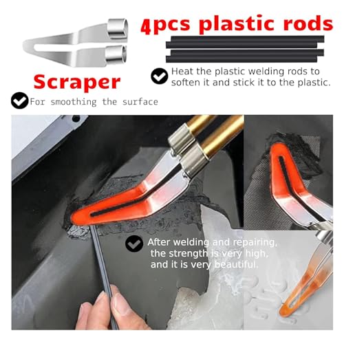Plastic Welder,2 in 1 Plastic Welding Repair Kit with 1000pcs Hot Staples,4pcs Plastics Welding Rods,knife,Plier, Hot Staples Weld Gun Repair Kit for Car Bumper And Most Plastics(Red) - color: Red, size: 150w