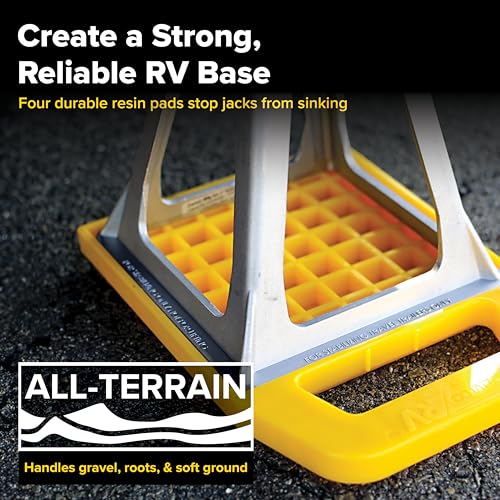 Camco RV Stabilizing Jack Pads - Features Interlocking Design & Includes Handy Strap for RV Storage and Organization - Molded of Strong UV Stabilized Polypropylene - 4-Pack (44595) - size: 6.2-Inch x 6.2-Inch, style: Pack of 4