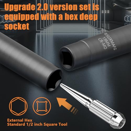 8Pcs Wheel Lock Removal Kit, Locking Lug Nut Master Key Set for Easily Removing Spline and Hex Style Aftermarket Wheel Lug Nuts, 5, 6, 7, 12 Spline and Spike Lug Nut Socket Key