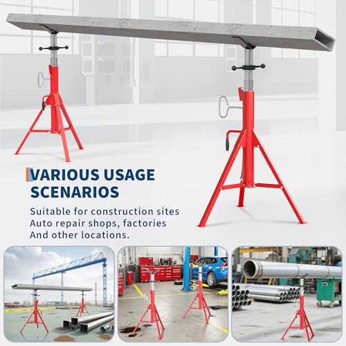 v-Head Pipe Stand for 1/2" to 12" Pipes, Heavy-Duty Steel Pipe Jack Stand with 28"- 52" Adjustable Height, Folding & Portable for Welding, Automobile, Threading.Upgraded Version - size: 28"-52"