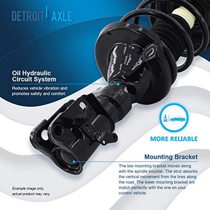 Detroit Axle - 1.7L 4pc Front Strut Sway Bar for 2003-2005 Honda Civic, Strut w/Coil Spring Stabilizer Sway Bars 2003 2004 2005 Replacement Suspension Kit Quick Install Ready Struts Shocks Assembly - size: 4QS2400017/Sway Kit