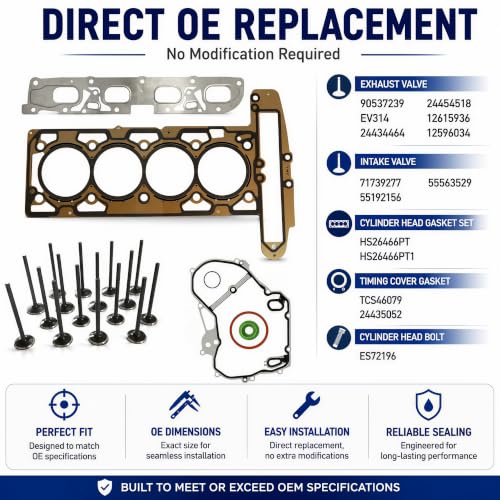 2.4L GDI Cylinder Head Gasket Set Valves Fit For Chevy Buick GMC 2010-2017 | Fits Laf Buick Regal Lacrosse Verano Chevy Equinox Malibu Captiva Orlando Gmc Terrain Valve Cover Gasket Bolt Hs26466pt Ev314 - size: Gasket set /bolt GM LAF 2.4L