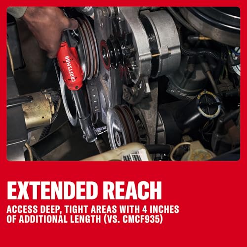 CRAFTSMAN V20 Electric Ratchet, Extended Reach, Cordless 3/8 Ratchet with Multi-Size 1/4 and 1/2 Drive Interchangeable Anvils, LED Light, 300 RPM, 40 ft-lbs Torque, Battery Not Included (CMCF936B) - style: NEW V20 3/8 Inch Drive Extended Head Ratchet