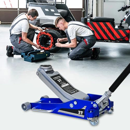 ZeHuoGe Aluminum Iron Horizontal Jack/Hydraulic Trolley Service/Floor Jack with Extra Saddle,6,600 lb Capacity (Blue, 3 Ton Aluminum) - size: 3 Ton Aluminum