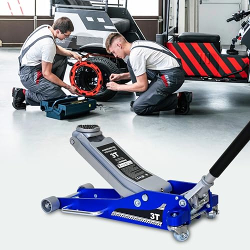 ZeHuoGe Aluminum Iron Horizontal Jack/Hydraulic Trolley Service/Floor Jack with Extra Saddle,6,600 lb Capacity (Blue, 3 Ton Aluminum) - size: 3 Ton Aluminum