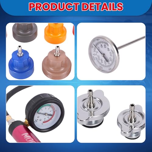 MOCA 14-Piece Aluminum Radiator Pressure Tester Tool Kit, Vacuum Pressure Cooling System Coolant Pressure Leak Detector with Hand Pump and Adapters for Automotive Vehicles - size: 14 PCS