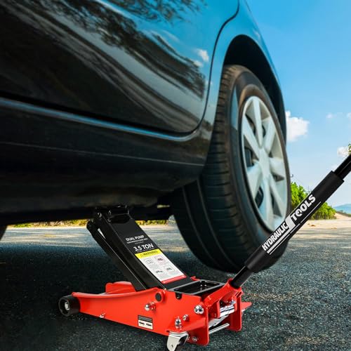 3.5 Ton Low Profile Floor Jack Hydraulic Jack Heavy Duty Steel Floor Jack with Dual Piston Quick Lift Pump 3.5 Ton (7000 lb) Capacity Lift Range 4.0"-21.0" Red - color: Red 3.5T Dual Pump 4.0"-21.0"