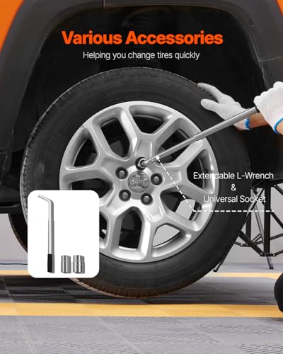 VEVOR Scissor Jack, 2.5 Ton/5512 lbs Scissor Car Jack with 3.7"-17.1" Lifting Range, Heavy Duty Tire Changing Kit, Includes Ratchet Wrench, Lug Wrench & Socket, Fits Most Cars Trucks Sedans SUV MPV