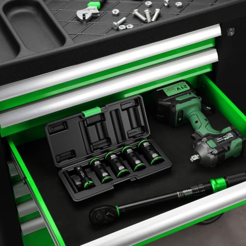 TecoTek 6PCS Thin Wall Lug Nut Impact Socket Set, 1/2" Drive Impact Flip Socket Set, 8 in 1 Dual End Wheel Tire Nut Sockets, Metric 17 19 21 22mm & SAE 3/4" 13/16" 7/8" 15/16", Lug Nut Removal Tool - size: Standard Metric & SAE