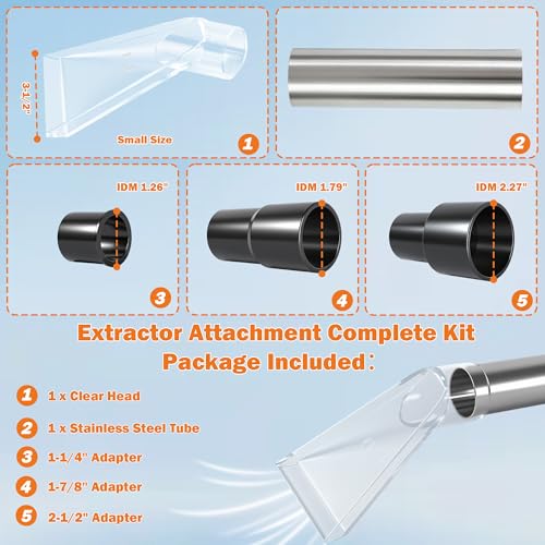 Shop Vac Extractor Attachment Kit with 2-1/2", 1-7/8" & 1-1/4" Adapters, Universal Wet Dry Vacuum Attachment for Carpet Cleaning, Upholstery, Auto Detailing & Spot Cleaning (Small) - size: Small