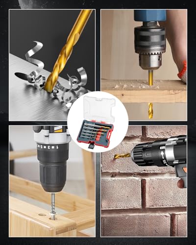 ROTATION 10-Piece Screw Extractor and Left-Hand Drill Bit Set, Easy Out Bolt Remover Kit for Stripped Screws & Broken Bolts, Reverse HSS & CR-MO Cobalt Steel Extraction Tool