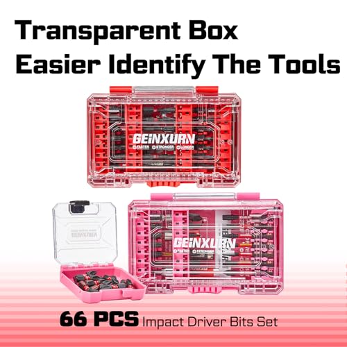 Geinxurn 66Pieces Impact Screwdriver Bits Set, Magnetic S2 Steel 1”/2”/3” Phillips/Square/Torx/Slotted Bits Tips,Impact Bit Holder and Nut Driver with Storage Box Case - style: UTCM066