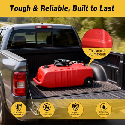 GOOACC 14 Gallon Fuel Caddy, Portable Fuel Transfer Tank with 12V DC Electric Pump, Heavy-Duty Empty Gasoline/Diesel Storage Container with Wheels and 10FT Hose for Motorcycles Boats Lawn Mowers, Red - size: 14 Gal Electric
