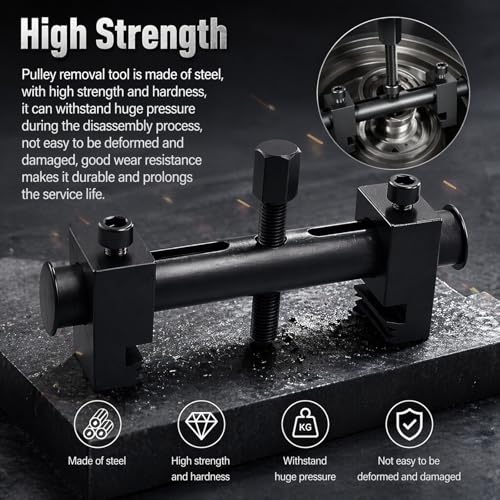 Pulley Puller Tool & 17mm Hex Wrench,High Strength Crankshaft Pulley Removal Tool Fits 40-160mm Pulleys,Universal Crank Pulleys Removal Tools for Crankshafts & Water Pumps