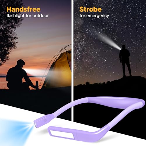 Neck Reading Light Knitting Light: Back to School Supplies Essentials Book Light Gifts for Women Daughter Wife Mom Her, Birthday Gifts for Book Lovers, Crochet Accessories Sewing Supplies Craft Light - color: Purple