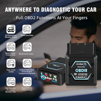 VGATE vLinker FS Bluetooth OBD2 Scanner Diagnostic Tool Wireless Code Reader for iPhone, Android & Windows Bi-Directional Control Car Diagnostic Scanner,All Systems Diagnosis, 30+ Services